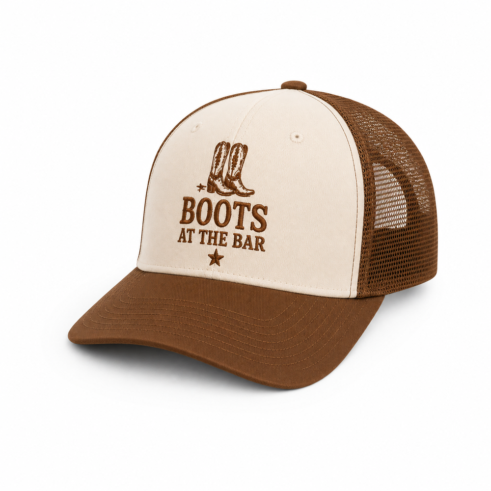 Boots at the Bar Snapback - white background studio shot