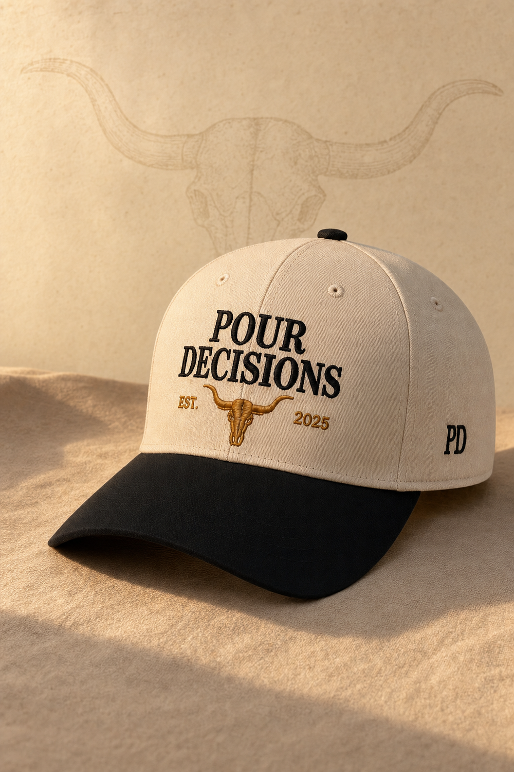 Pour Decisions snapback studio detail on weathered wood